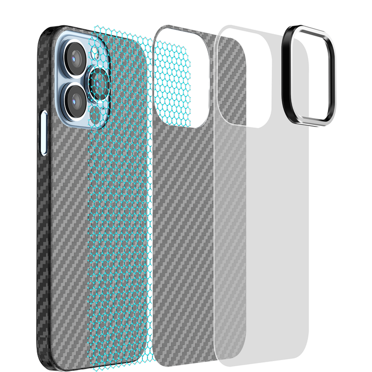 Green Lion iPhone 13 Pro Case Carbon with Metal Camera Ring Compatible for iPhone 13 Pro - Blue