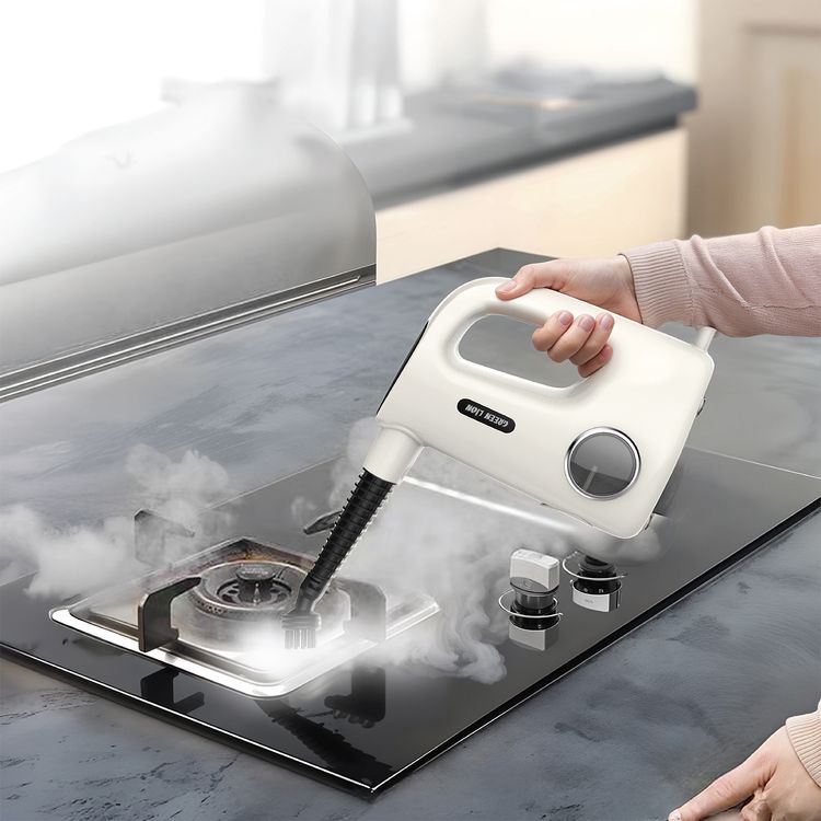 منظف البخار برو من جرين ليون مع شاشة تحكم باللمس، قدرة طاقة 1200 واط، سعة خزان الماء 380 مل، 8-13 دقيقة بخار مستمر، تنظيف بالبخار بثلاث مستويات - بلون البيج