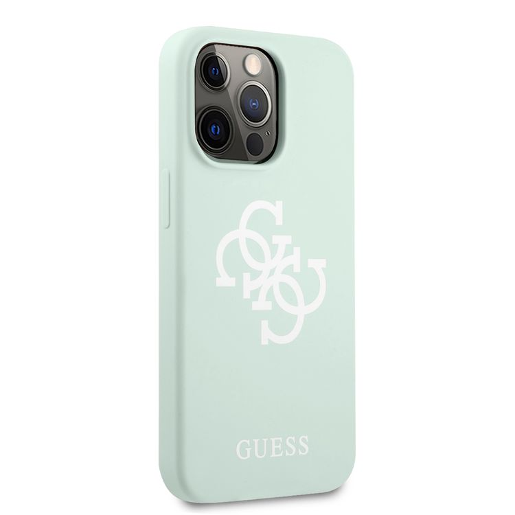 CG MOBILE Guess Liquid Silicone Case Big 4G with Logo Print Compatible for iPhone 13 Pro (6.1") Anti-Scratch, Easy Access to All Ports, Shock Absorption