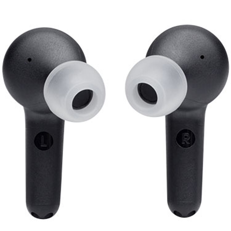 JBL T215 TWS سماعات أذن داخلية لاسلكية حقيقية ، صوت جهير نقي ، سماعات بلوتوث ، بطارية 25 ساعة ، توصيل مزدوج ، متوافق مع نظامي Android و iOS - أسود