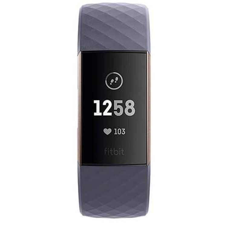 Fitbit FB409RGGY Charge 3 Fitness Wristband with Heart Rate Tracker - Rose Gold/Gray