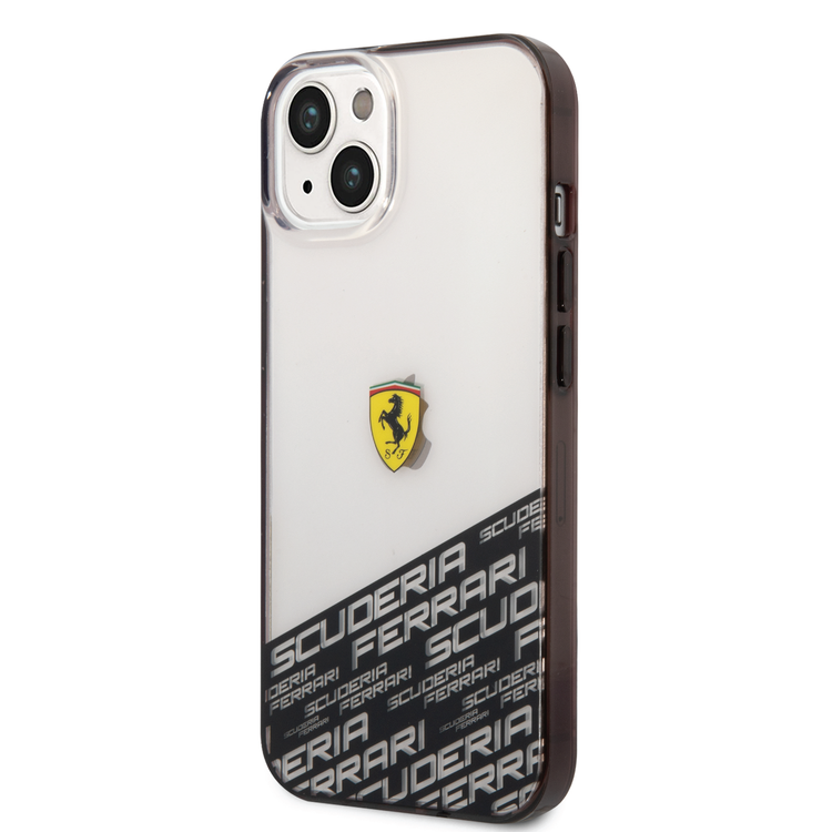 Ferrari PC/TPU IML Case with Bottom Scuderia Allover Print iPhone 14 Compatibility - Silver