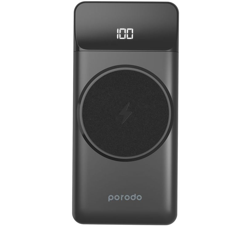  Porodo Magsafe Power Bank 10000mAh with 20W PD, Li-Polymer 3.7V Battery, Micro USB & USB-C Input, USB-A, USB-C Output, 15W Wireless Output - Black