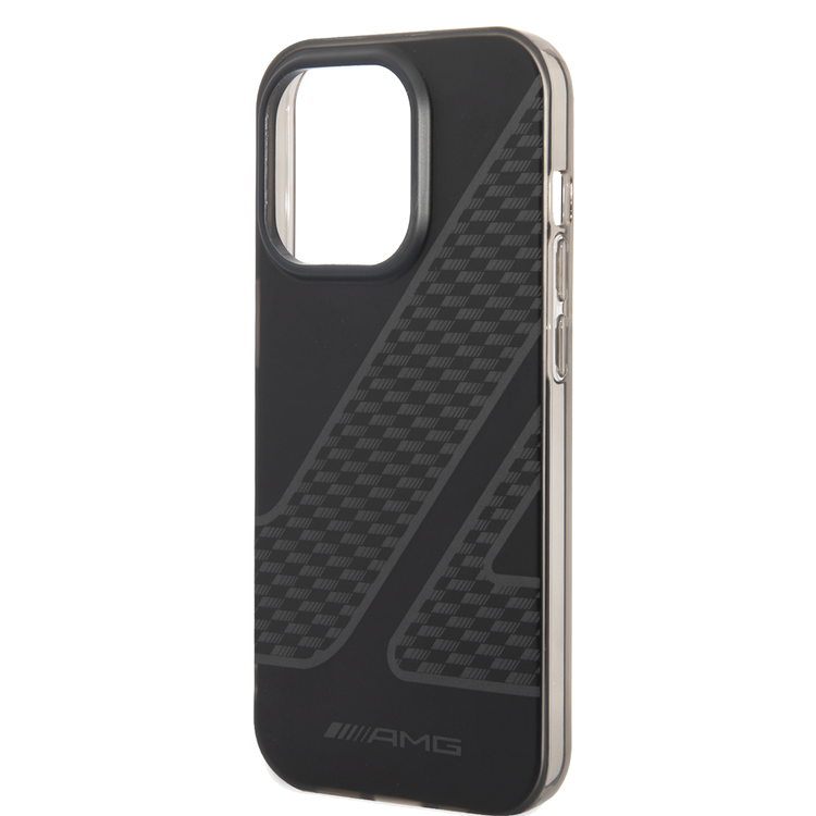 AMG Frosted PC Case - Checkered Pattern, Bumper Protection iPhone 14 Pro Compatibility - Black