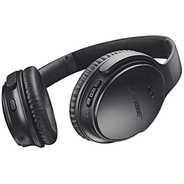 Bose Wireless Bluetooth Headphones with Active Noise Canceling, NFC, 20 Hours Playtime, 2 Hours Charging Time, Bluetooth & 3.5mm 1.2m Audio Cable Connectivity, 2400 to 2483.5 MHz Frequency, 90° Earpiece Swivel, 20dB Bluetooth Transmitter Power, 30.5cm Micro-USB Charging Cable, LED Indicator - Black