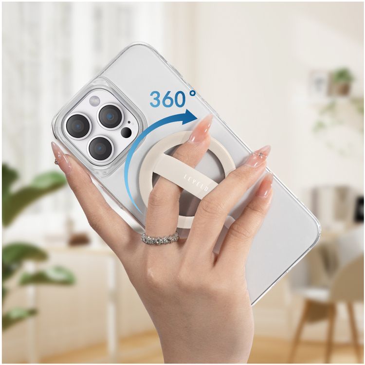 حامل حلقة هاتف ليفيلو لونا ماج سيف مع قبضة مريحة، دوران كامل 360، سطح غير قابل للانزلاق - ذهبي وردي