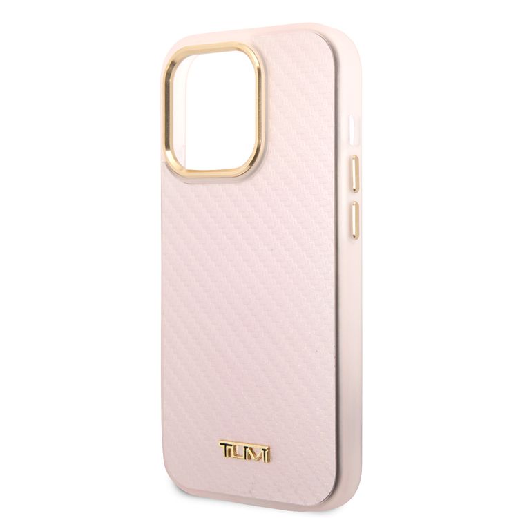 Tumi HC Aluminium Carbon Pattern Case For iPhone 14 Pro Max - Pink