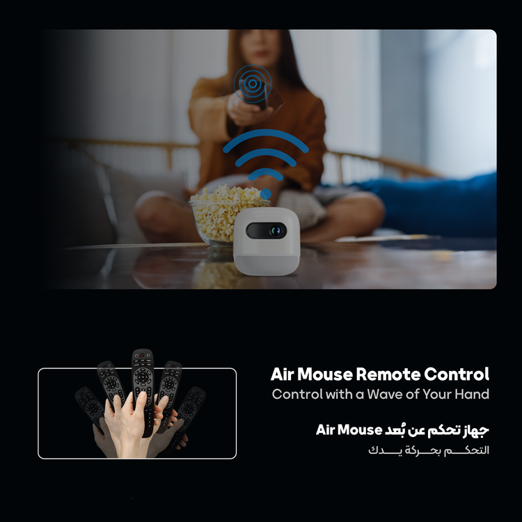 Powerology Mini Beam Portable Projector with Up to 200 Inches Screen Size, 1280 x 720 pixels Native Resolution, 8700mAh Battery Capacity, Up to 3 Hours Working Time, 100 ANSI Lumens Brightness, 2GB RAM, 32GB ROM Storage, Bluetooth Version 5.4, Dual Band Wi-Fi, 2 Built-in Speakers - White