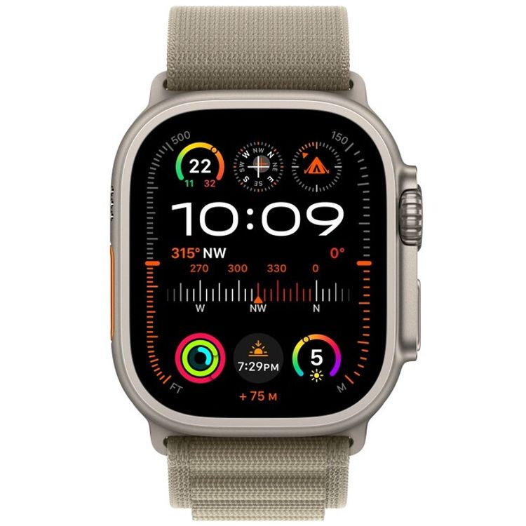 Apple Watch Ultra 2 [GPS + Cellular 49mm] with Titanium Case & Olive Alpine Loop | Medium