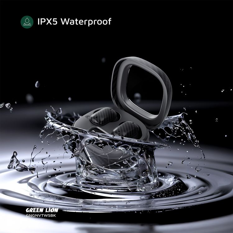 Green Lion Geneva True Wireless Earbuds with Dual Microphones, Up to 4 Hours Play Time, Bluetooth Version 5.4, 10m Transmission Range, USB-C Charging Port, Voice Assistant, Digital Display & Touch Controls, Up to 180 Days Standby Time - Black