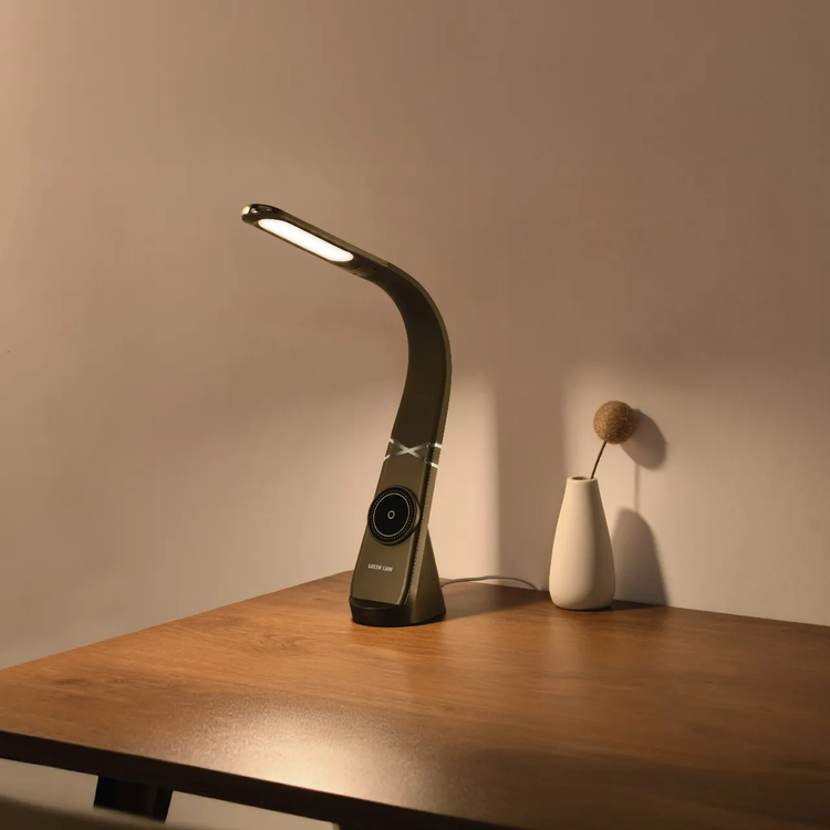 Green Lion Gooseneck LED Desk Lamp with Wireless Charger, Compatible with MagSafe, 120° Bend & Twist Flexibility, 3 Light Modes, Flicker Free, One-Touch Dimmable, 36 LED Beads,  320lm Brightness, Type-C Charging, Charging Indicator,  MAG LED Desk Lamp for Home & Office - Black
