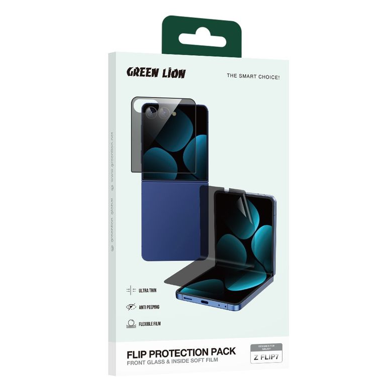 حزمة حماية الخصوصية من جرين ليون لهاتف زي فليب 7 مع فيلم مرن، مضاد للتسلل، فائق النحافة، مستوى صلابة 9H، مضاد للخدوش، مضاد لبصمات الأصابع - أسود
