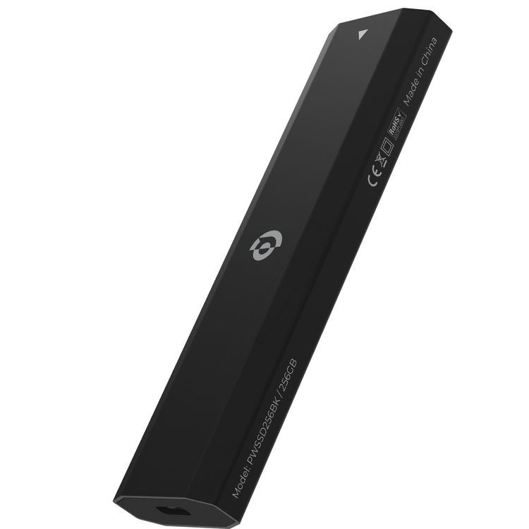 محرك أقراص SSD محمول ثنائي البروتوكول من Powerology بسعة 256 جيجابايت، معدل نقل سريع للغاية، سرعة قراءة 500 ميجابت في الثانية، ذاكرة قابلة للاستبدال، يدعم استبدال NVME، خفيف الوزن - أسود