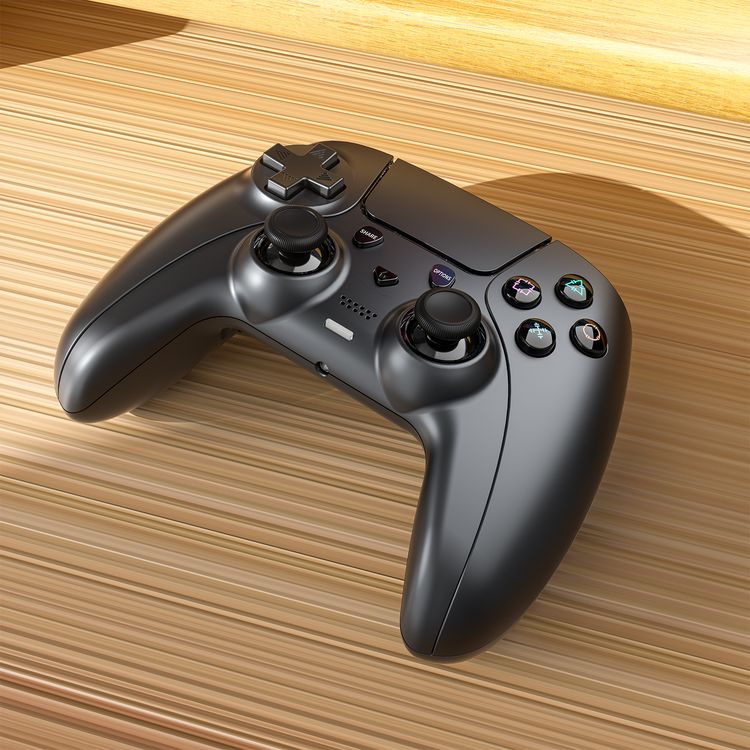 Porodo Gaming PS4 Wireless Gamepad Controller with Macro & Turbo Keys, 7 Hours Working Time, PS4, PS3 & PC Compatibility, RGB Lights, 600mAh Battery Capacity - Black