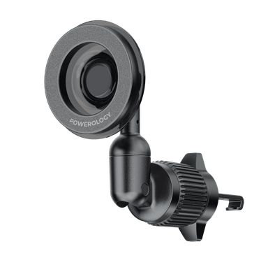 Powerology Logan 360° Rotation Head MagSafe Car Phone Holder with Strong Magnetic Hold, 4 Flexible Rotating Joints, Adjustable Viewing Angle, One-Handed Operation, Air Vent Clip, 18× N52 Powerful Magnets, Horizental & Vertical, 18N Magnetic Force, ABS+ PC+ Aluminum Material - Black