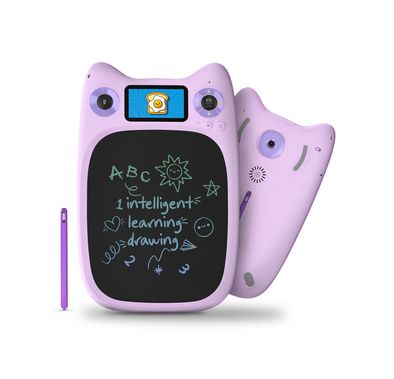 Porodo Kids Drawing & Writing with Board 95 Guided Drawings, 3.0" IPS Display, 1080P Video Recording, 1200mAh Battery Capacity - Purple