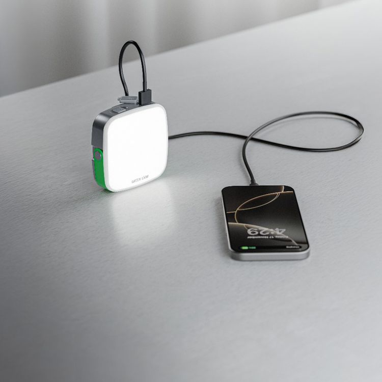 ضوء LED محمول من جرين لايون لومينيكس مع بنك طاقة مدمج، يصل إلى 24 ساعة من وقت العمل، و5 وضعيات للضوء، وشاشة رقمية وتحكم باللمس، قابل لتعديل السطوع، بقوة 10 واط - رمادي