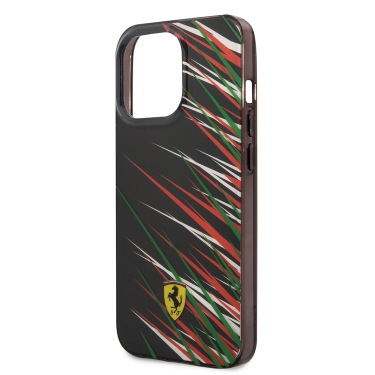 Ferrari PC/TPU Case with Double Layer Grass Print iPhone 14 Pro Compatibility - Black