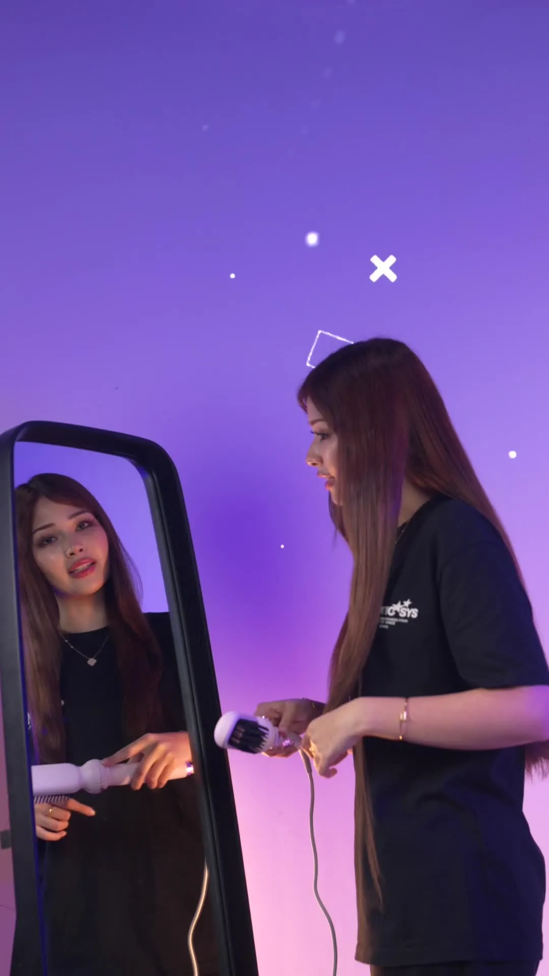 Porodo 5-in-1 Hair Styling Tool with Auto-Warp Curling & Straightening, 5 Heat Levels, Safe Auto Shut-Off, 5 Styling Modes, PTC Even Heating - Pink