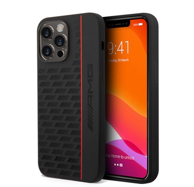 AMG Liquid Silicone Case - Carbon Pattern, Bumper Protection iPhone 14 Pro Max Compatibility - Black
