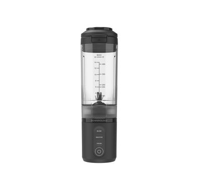 Powerology MagBlend Portable Blender with Magnetic Phone Mount, 6 Sharp Steel Blades, Powerful Ice Crushing, Multi-Mode Blending, 470mL Capacity, Fits to Car Cup Holders - Black