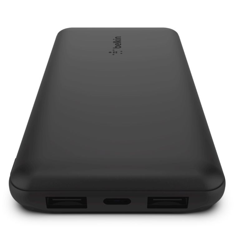 Belkin Boost Charge Power Bank 10000mAh with 2 USB-A Ports & 1 USB-C Port for up to 15W, Slim & Lightweight Powerbank Design with LED Light Indicator - Black