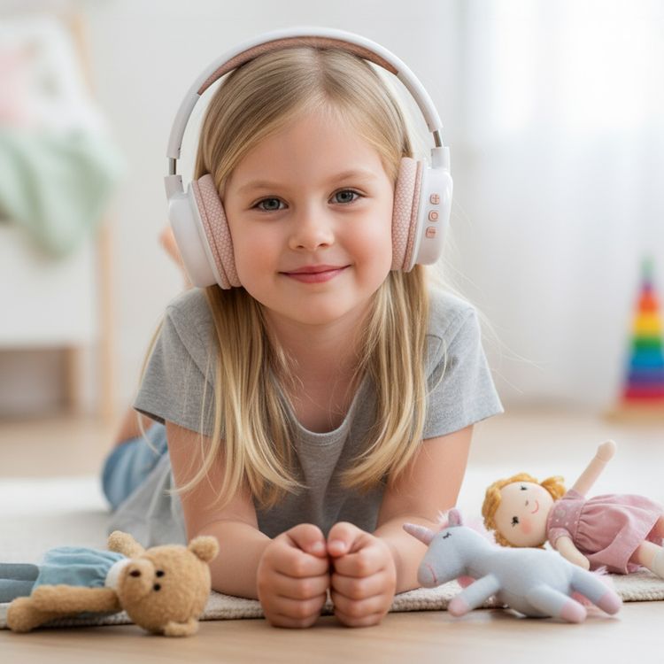 Green Lion GK-600 Kids Wireless Headphone with 20 Hours Play Time, Designed for Ages 3+, Versatile Playback, 85dB Safe Sound Limit, Built-in Microphone, LED Light Design, Soft Padded Cushions, Kid-Friendly Controls - Pink 