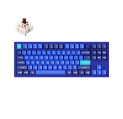 Keychron Q3 QMK Custom Hot-Swappable Gateron G-Pro Keybaord With RGB, Knob And Red Switch - Navy Blue