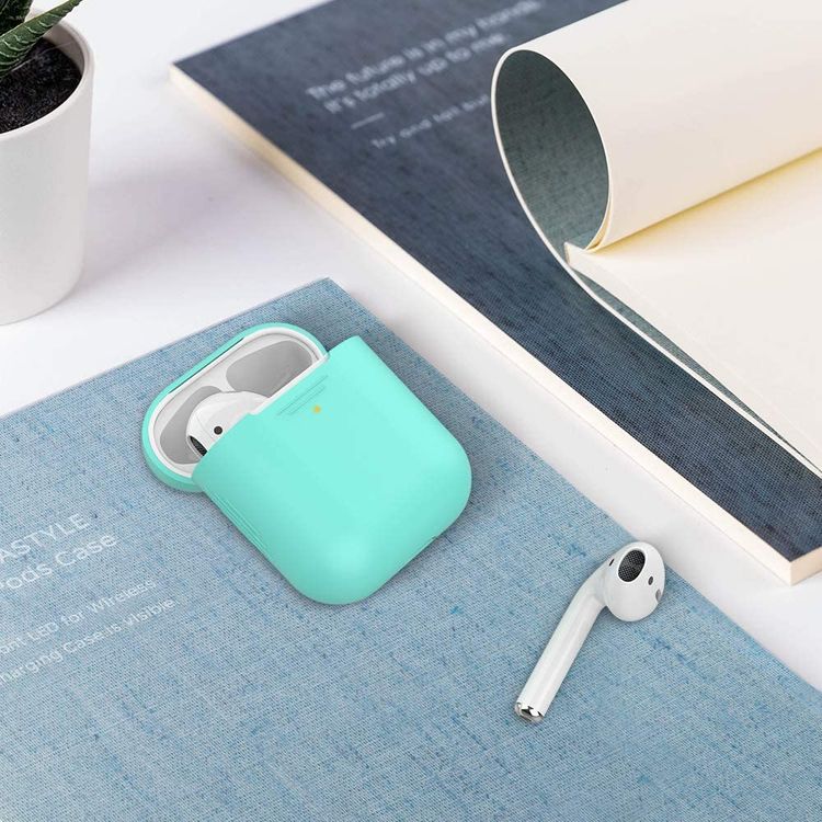 AhaStyle Premium Silicone Case Compatible for AirPods 1/2 Generation, Scratch Resistant, Drop Resistant, Dustproof and Absorbing Protective Cover - Mint Green