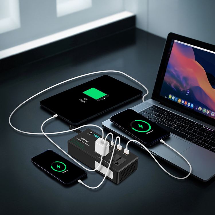 Green Lion Volt Mate 27000mAh Power Station with Digital Display, Cooling Fan, Carrying Strap, Multiple Protection, 75lm Brightness, 15cm Cable Length, LED & SOS Light Modes, 2 AC Outlets, 3 Ports - Black