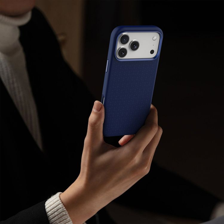 Levelo Fiora MagSafe Liquid Silicone Case for iPhone 17 Pro Max, Strong Magnets, Aluminum Alloy Frame for Camera & Buttons, Shock-Resistant Bumper, Premium Silicone Grip - Dark Blue