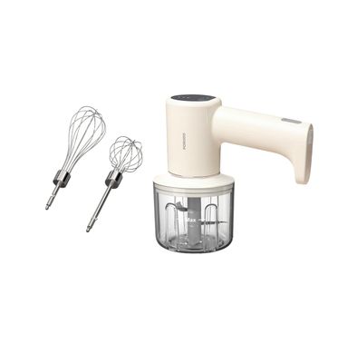 porodo لايف ستايل خلاط يدوي متعدد الوظائف قابل لإعادة الشحن 2 في 1 مع مفرمة وخافق، حماية من التيار الزائد، وظيفية لاسلكية، حماية من التفريغ الزائد، 3 أوضاع خفق، 3 أوضاع فرم، تصميم مريح، 3 مستويات سرعة، لوحة لمس LED، سعة 300 مل، تحكم باللمس - بيج