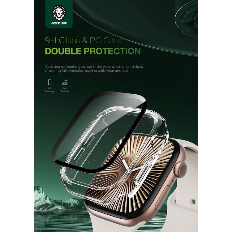 Green Lion Guard Plus PC Case for Apple Watch 42mm, Scratch Resistance, Anti-Fingerprint, Shock Proof, Easy Installation, Ultra Lightweight, Touch Sensitivity - Clear