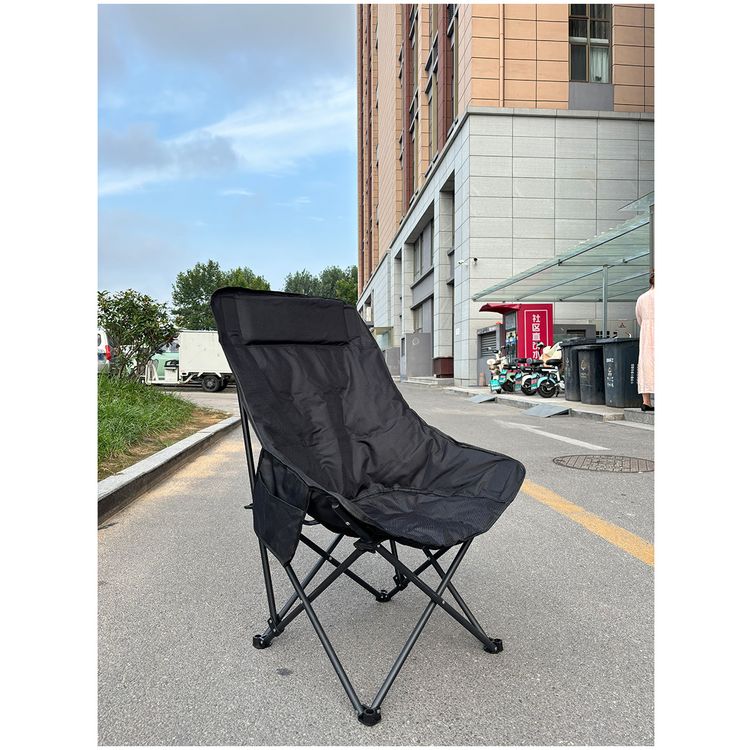 Green Lion Desert Ranger Camping Chair with Storage Bag, Foldable Design, Heightened Backrest, Anti-Slip Feet, Padded Seats, Up to 120Kg Load Capacity - Black