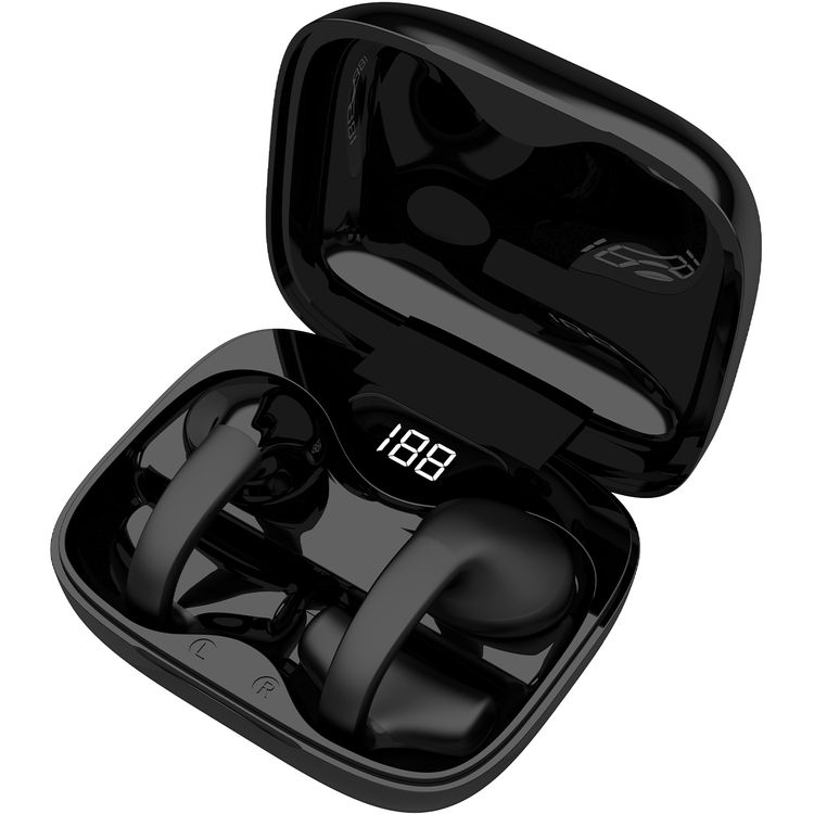 Porodo Soundtec TWS Ear Clip, 10m Transmission Range, Bluetooth V5.3, Up to 24 Hours Play Time, 300mAh Battery Capacity - Black