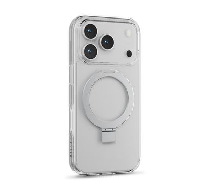 Levelo Verona MagSafe Kickstand Hybrid Case for iPhone 17 Pro, TPU, PC & Aluminum Material, Drop-Tested, Raised Bezels for Camera & Screen, Shock-Resistant Bumper, Multi-Functional Ring Kickstand - Transparent