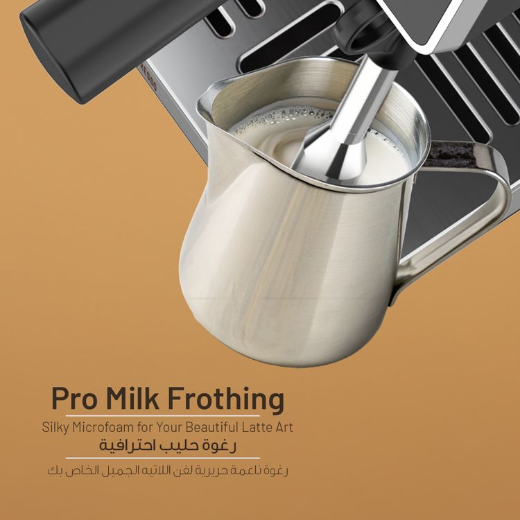 LePresso Viventé Semi-Automatic Dual Boiler Coffee Machine with Touch Display, Conical Burr Grinder, 20bar ULKA Pump, 3000W Rated Power, Dual Pump, 30 Adjustable Grinding Settings, 58mm Portafilter - Silver