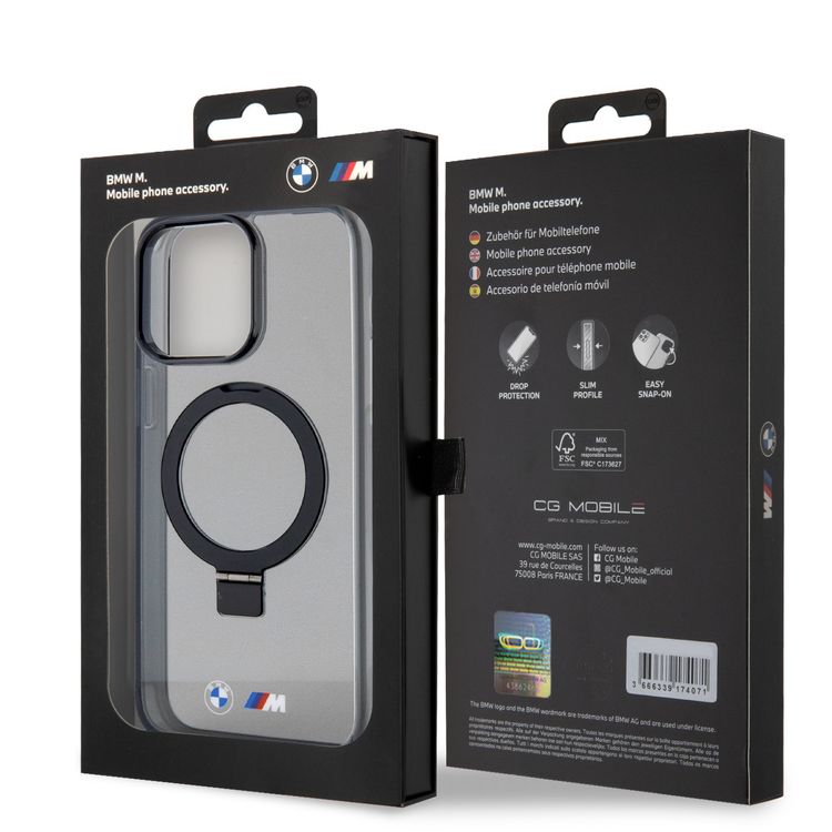 BMW iPhone 15 Pro Max For MagSafe IML Case with Ring Stand  - Black