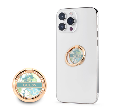 Guess Metal Ring Stand 4G, Compatible with All Smartphone - Flower Green