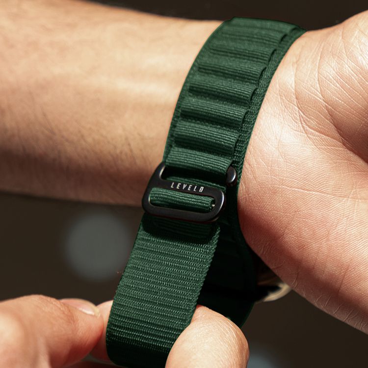 Levelo Ace Loop Watch Strap with Titanium G Hook Buckle for Apple Watch 49/45mm, Sweat & Water Resistant, Compatible with SE, Series 8, 7, 6, 5 & 4, Soft & Comfortable Fit - Green