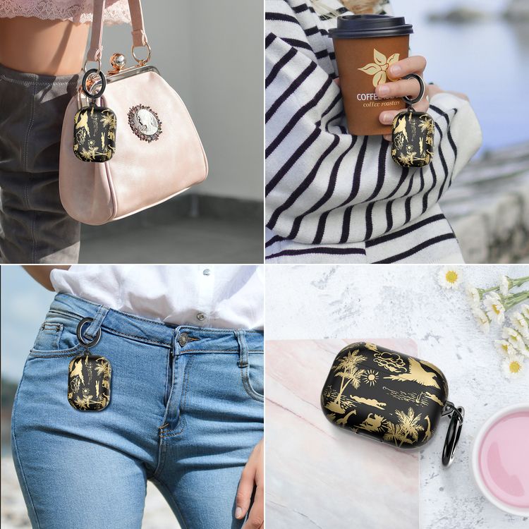 AhaStyle Premium TPU IMD Patterns Case with Anti-Lost Ring Compatible for AirPods Pro, Scratch Resistant, Shock Absorption, Drop Protection, & Dustproof Protective Hard Shell