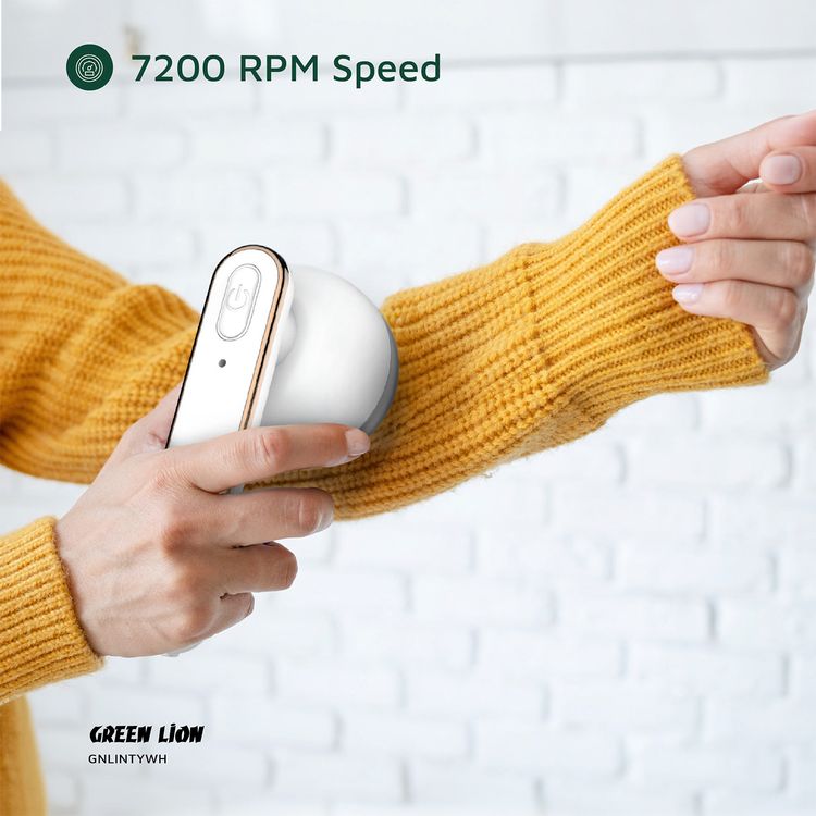 Green Lion Lint Y Lint Remover with 6-Blade Motor, 1 Gear Speed, 500mAh Battery, 45 Minutes Working Time, LED Indicator, 3W Power, 30mL Lint Container, Safety Protection, Travel-Friendly - Black