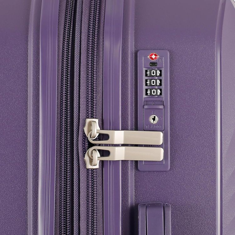 H.T Luggage Bag, Hard Case Polypropylene (PP) Material, Expandable, Telescopic Handle, Scratch Resistant, TSA Lock, Small Case Size - Purple