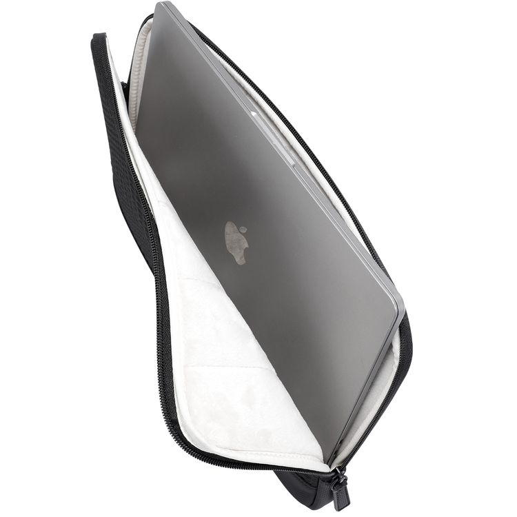 Levelo Springfield 14" Laptop Sleeve with Protective Fur Lining, 1.5L Capacity, Durable PU & Polyester Material, Wipeable Surface, Stylish Design, 0.32kg Lightweight Design, Water-Repellent Fabric, Reliable Zipper Closure - Black