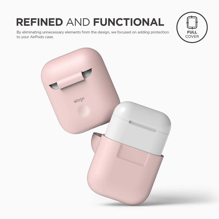 Elago Airpods Silicone Case Compatible with Lightning Type, Added Protection, Flexible, Perfectly Fit, External Impact Resistant, Scratch Resistant, Refined Detailed Design - Pink