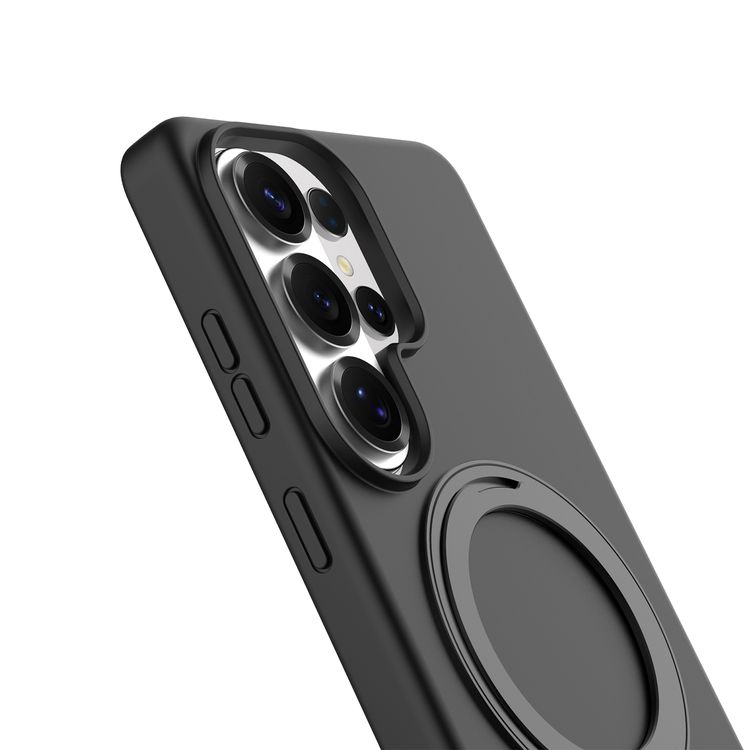 Levelo Iris Pro MagSafe Liquid Silicone Case for Samsung S26 Ultra, Premium Silicone Grip, Metal Frame for Camera & Buttons, Shock-Resistant Bumper - Black