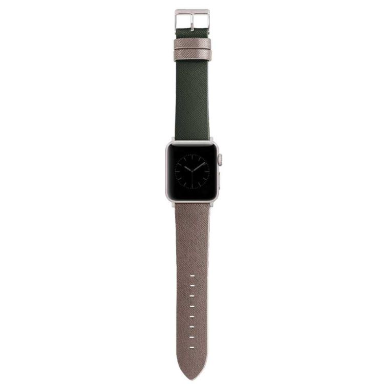 Viva Madrid Montre Duo Crafted with Genuine Artisan Leather Strap Compatible for Apple Watch 42/44mm - Fit & Comfortable Replacement Wrist Band - Sweat Resistant - Green/Beige