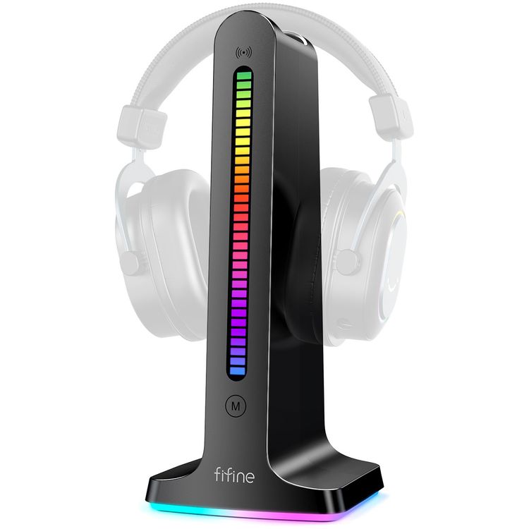 حامل رأس الألعاب Porodo Gaming RGB مع منافذ USB X2 وتخزين الكابل - أسود - أسود
