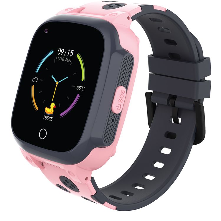 Porodo Kids 4G Smartwatch with Video Calling, 2 Days Working Time, Touch Screen, Count Steps, Body Temperature, Nano Sim Slot, 650mAh Battery - Pink