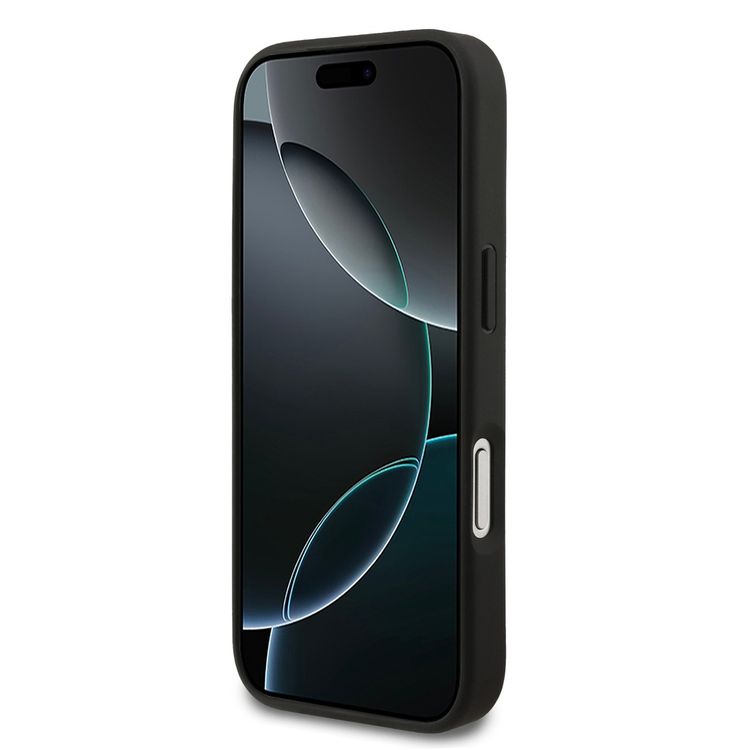 Guess MagSafe PU Leather Case with Classic Logo & Peony Hot Stamp Design for iPhone 17 Pro Max, Slim Profile, Easy Snap-On, Sustainable Packaging, Comfortable Grip, Drop Protection - Black